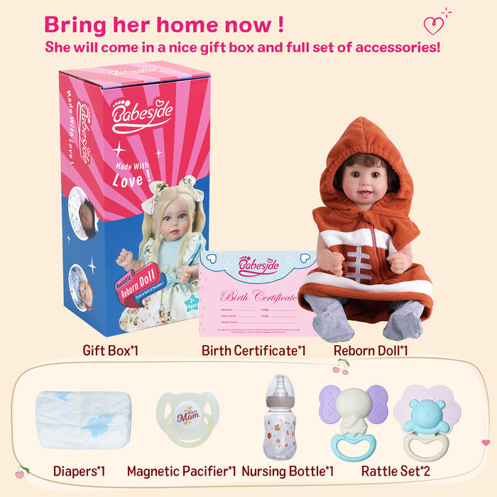 Babeside Cherry 22'' Realistic Reborn Baby Doll Lifelike Baby Baseball Girl Lovely Sport Style Smiling Awake