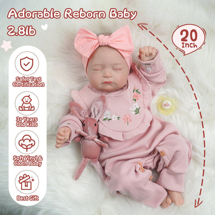 Babeside Connie 20'' Realistic Reborn Baby Doll Girl with Heartbeat Coos and Breath