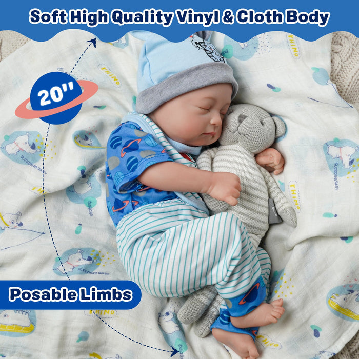 Babeside Connie 20'' Realistic Reborn Blue Stripes Boy Doll