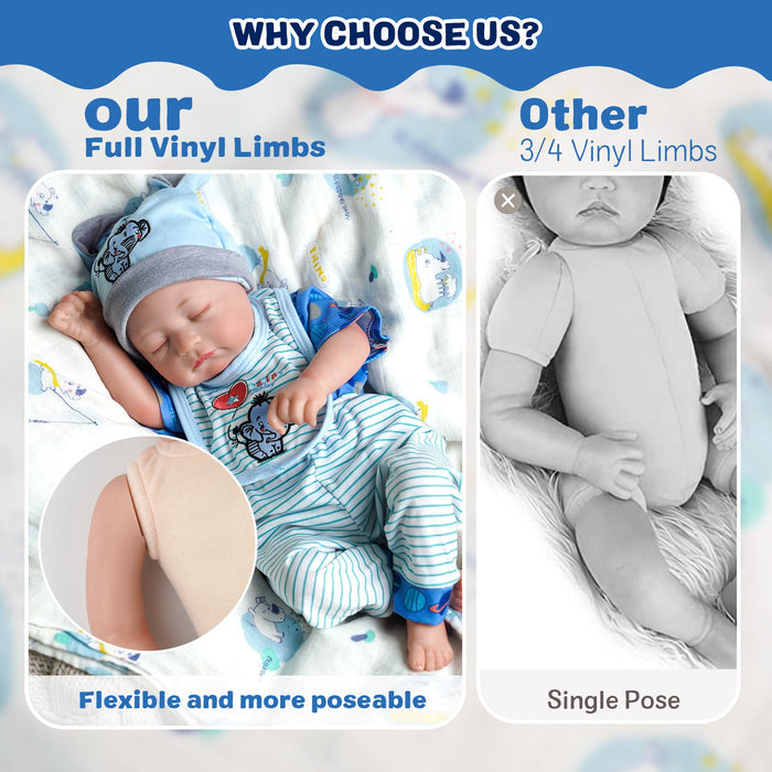 Babeside Connie 20'' Realistic Reborn Blue Stripes Boy Doll