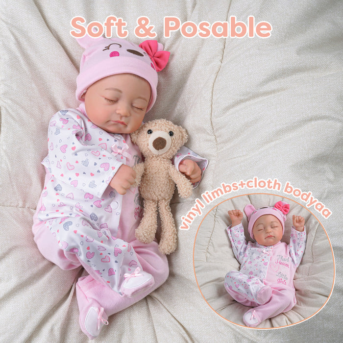 Babeside Connie 20'' Realistic Reborn Girl Baby Doll Sleeping Pink Lovely Hearts Sweet