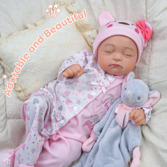 Babeside Connie 20'' Realistic Reborn Girl Baby Doll Sleeping Pink Lovely Hearts Sweet With Heartbeat Coos And Breath