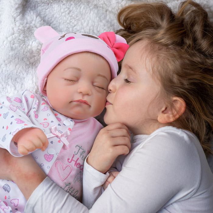 Babeside Connie 20'' Realistic Reborn Girl Baby Doll Sleeping Pink Lovely Hearts Sweet With Heartbeat Coos And Breath