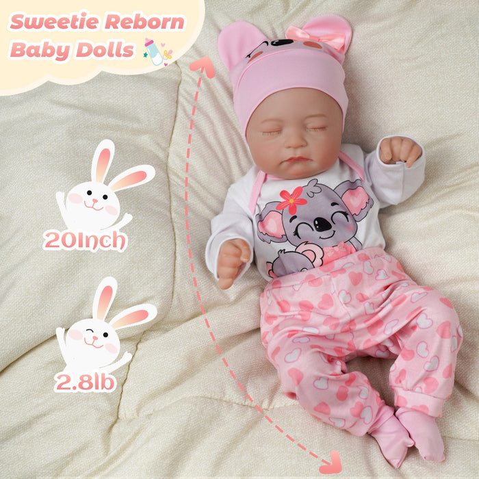 Babeside Connie 20'' Realistic Reborn Love Pants Girl Doll with Heartbeat Coos and Breath
