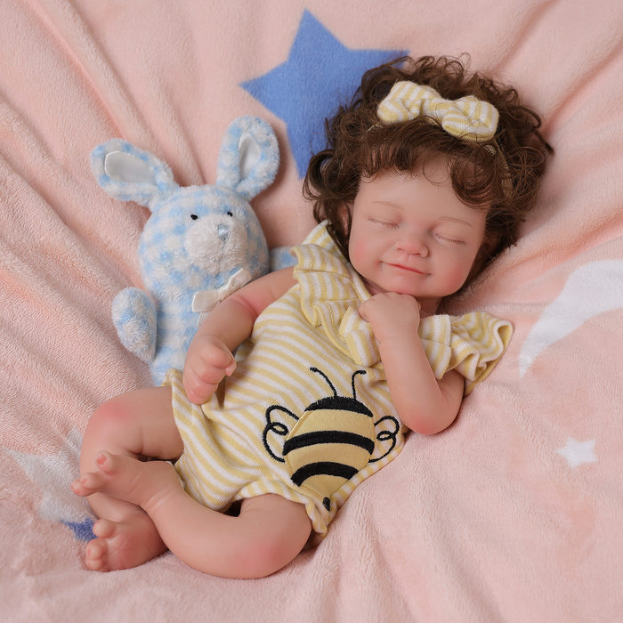 Babeside Cookie 12'' Full Silicone Reborn Baby Doll Cute Girl Asleep Honeybee Onesie(Pre-Order, Ship Date: March 10）