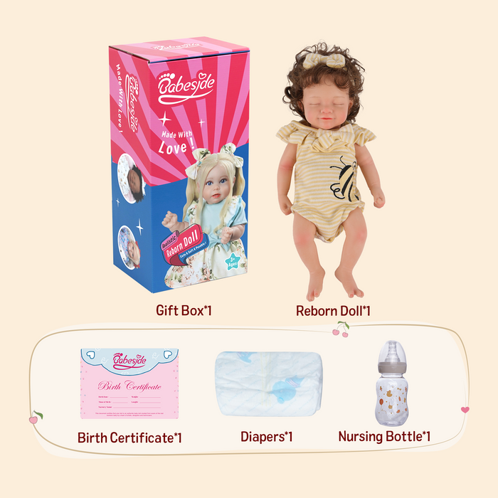 Babeside Cookie 12'' Full Silicone Reborn Baby Doll Cute Girl Asleep Honeybee Onesie(Pre-Order, Ship Date: March 10）