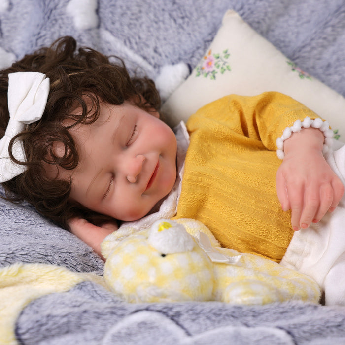 Babeside Cookie 16'' Full Silicone Reborn Baby Doll Cute Girl Asleep Sweet Smile Yellow