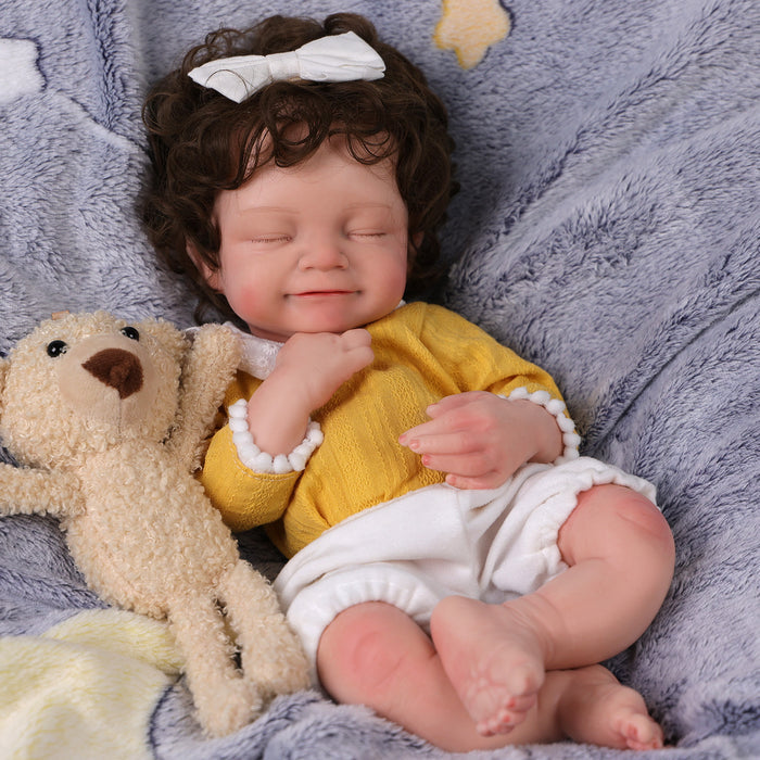 Babeside Cookie 16'' Full Silicone Reborn Baby Doll Cute Girl Asleep Sweet Smile Yellow