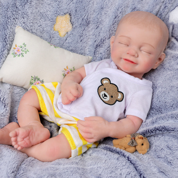 Babeside Cookie 16'' Full Silicone Reborn Baby Doll Girl Asleep Cute Bear Yellow