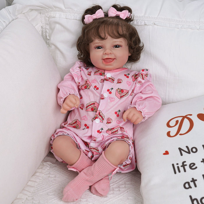 Babeside Coral 20'' Reborn Infant Baby Girl Smiling Awake Sweet Cherry Cake Pink