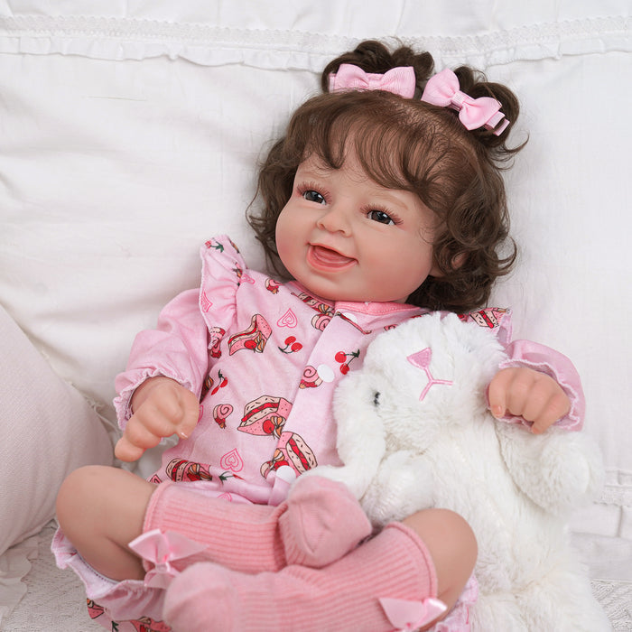 Babeside Coral 20'' Reborn Infant Baby Girl Smiling Awake Sweet Cherry Cake Pink