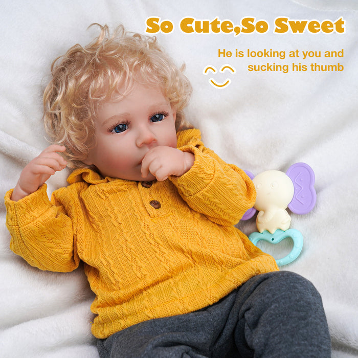 Babeside Daimon 20" Realistic Reborn Baby Dolls Lovely Awake Boy Mango Yellow With Heartbeat Coos And Breath