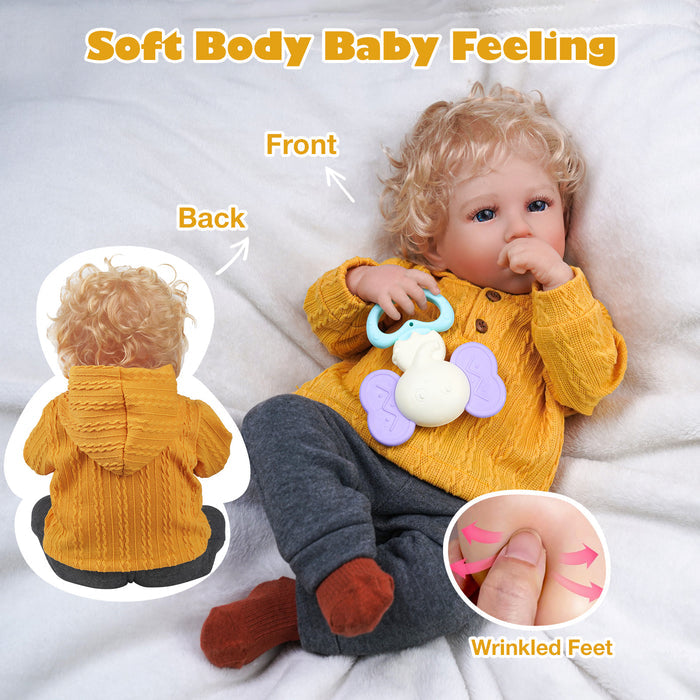 Babeside Daimon 20" Realistic Reborn Baby Dolls Lovely Awake Boy Mango Yellow