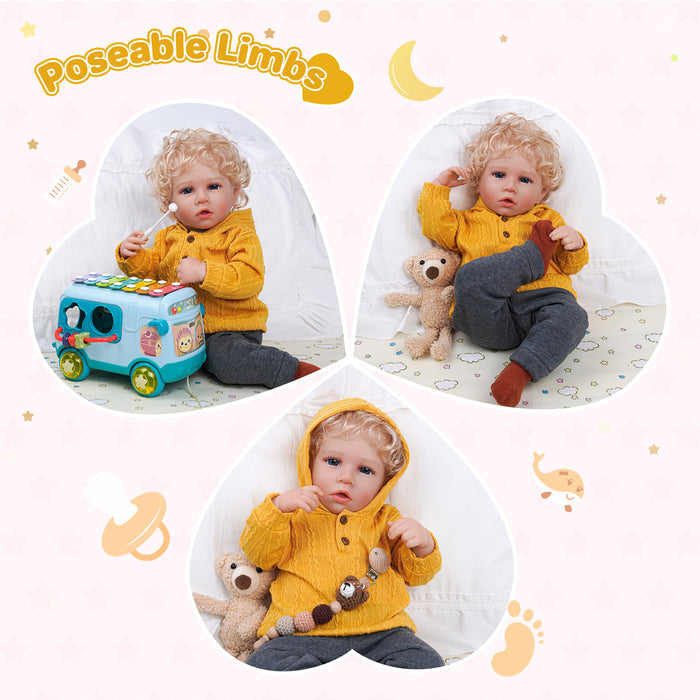 Babeside Daimon 20" Realistic Reborn Baby Dolls Lovely Awake Boy Mango Yellow