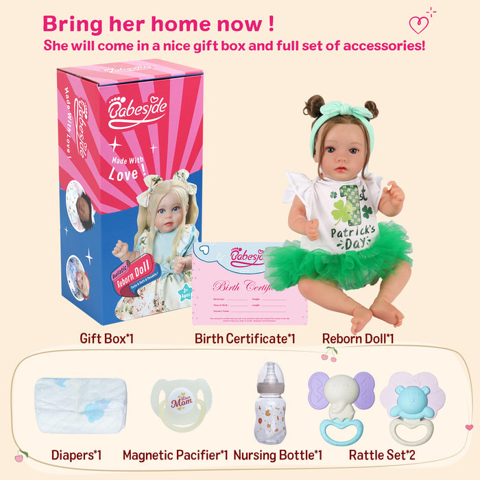 Babeside Daisy 20'' Awake Reborn Baby Doll Girl The Idyllic Princess Babies Looks Real St. Patrick's Day(Pre-Order, Ship Date: March 15）