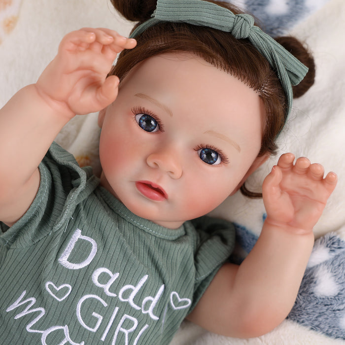 Babeside Daisy 20'' Awake Reborn Baby Doll Girl The Idyllic Princess Green Floral Dress