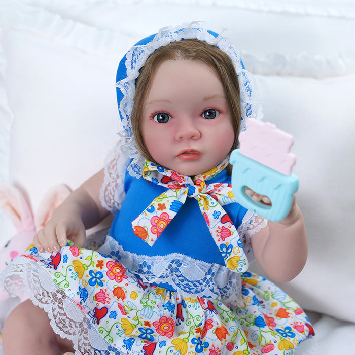 Babeside Daisy 20'' Awake Reborn Baby Doll Girl The Idyllic Princess with Long Brown Hair Looks Real