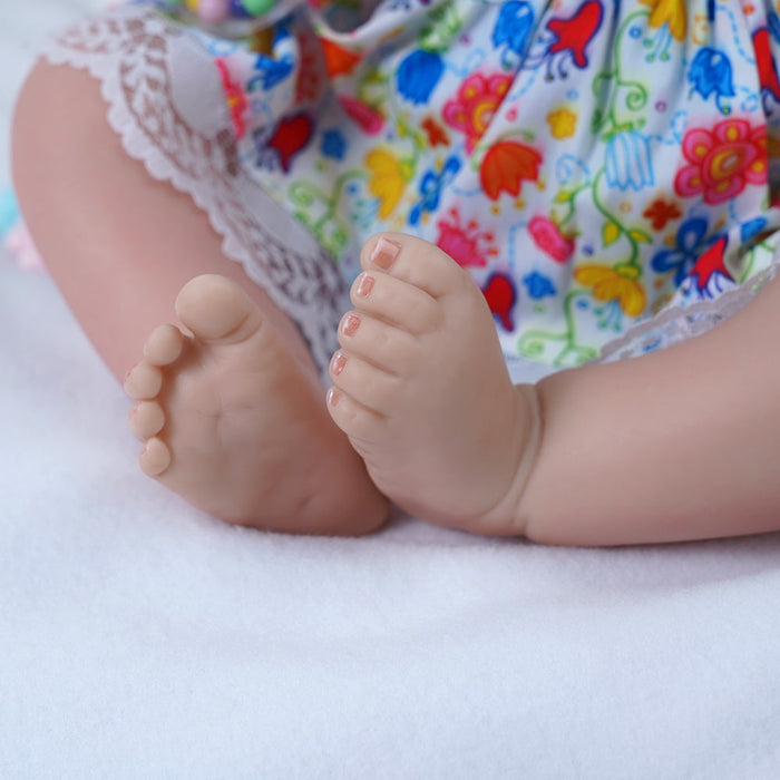 Babeside Daisy 20'' Awake Reborn Baby Doll Girl The Idyllic Princess with Long Brown Hair Looks Real