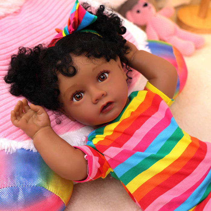 Babeside Daisy 20'' Cutest Realistic Reborn Baby Doll Girl Pink Mood African American Princess