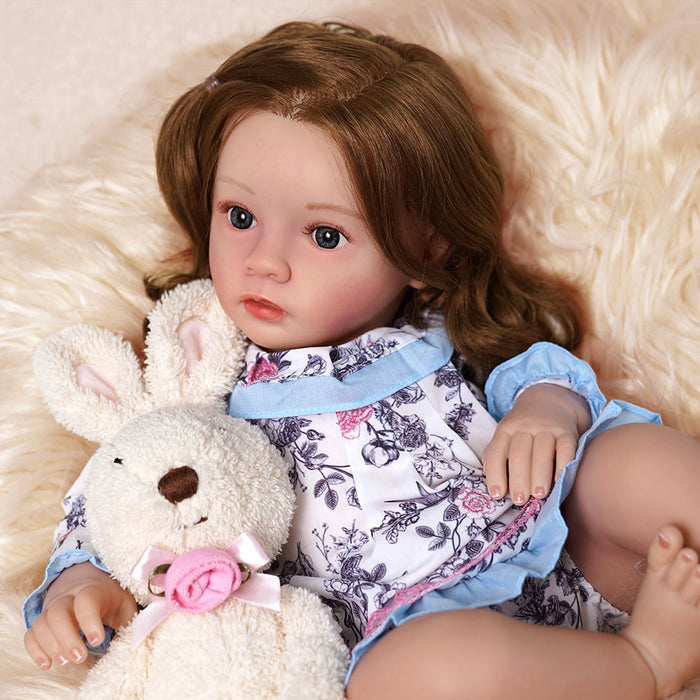 Babeside Daisy 20'' Cutest Realistic Reborn Baby Doll Girl with Long Brown Hair