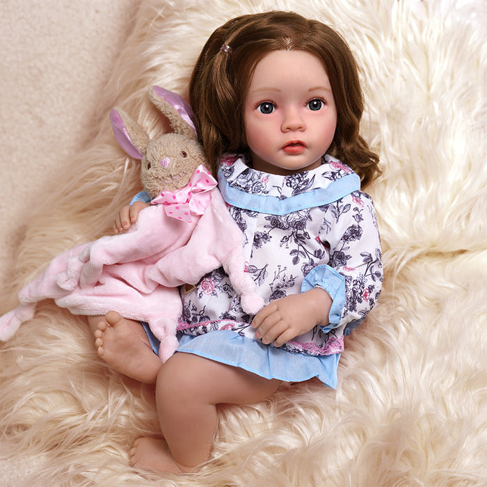 Babeside Daisy 20'' Cutest Realistic Reborn Baby Doll Girl with Long Brown Hair