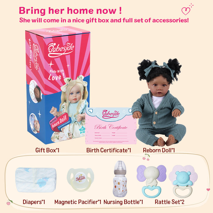 Babeside Daisy 20'' Realistic Reborn Baby Doll Girl African American Lovely Lifelike Awake