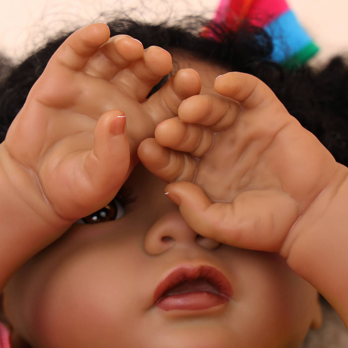 Babeside Daisy 20'' Realistic Reborn Baby Doll Girl African American Princess with Heartbeat Coos and Breath