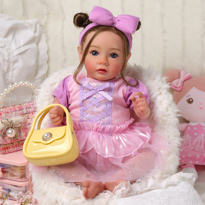 Babeside Daisy 20'' Reborn Baby Doll Girl Awake Princess Purple And Pink