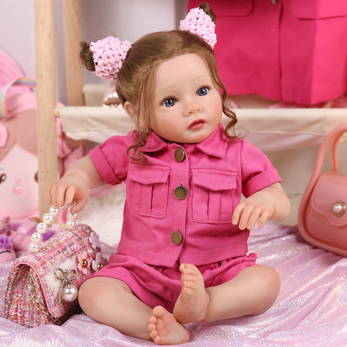 Babeside Daisy 20'' Reborn Baby Doll Sweet Princess Long Brown Hair Girl