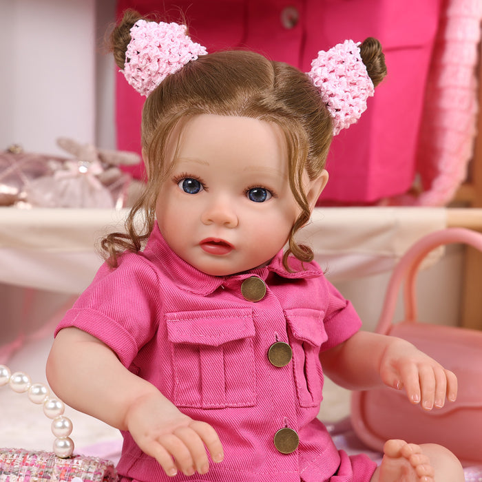 Babeside Daisy 20'' Reborn Baby Doll Sweet Princess Long Brown Hair Girl
