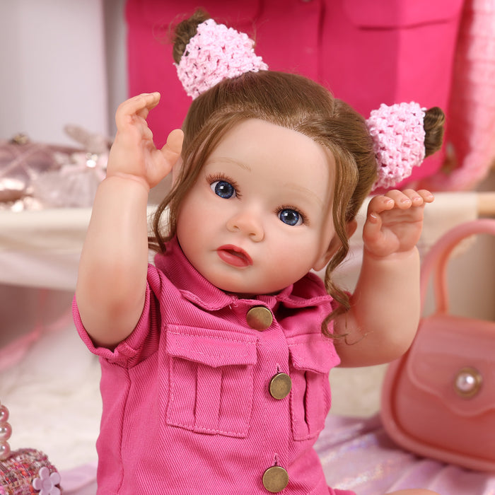 Babeside Daisy 20'' Reborn Baby Doll Sweet Princess Long Brown Hair Girl