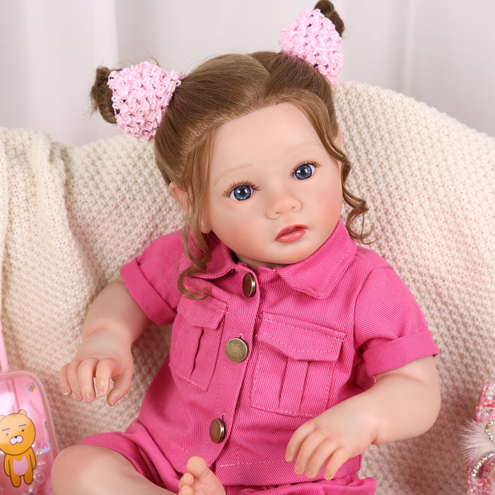 Babeside Daisy 20'' Reborn Baby Doll Sweet Princess Long Brown Hair Girl