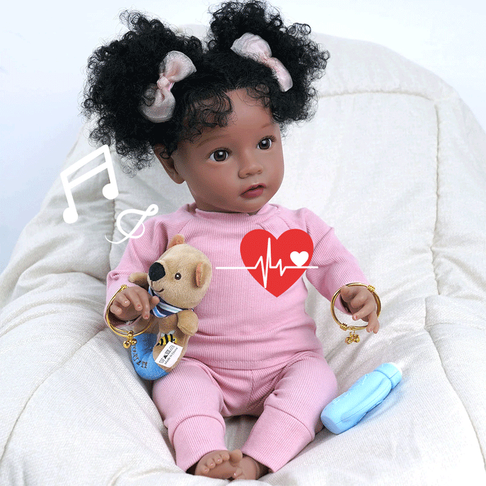 Babeside Daisy 20'' The Pink Mood African American Princess with Heartbeat Coos and Breath