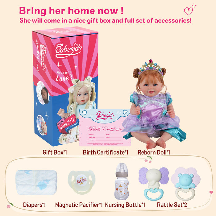 Babeside Doreen 20'' Realistic Reborn Baby Doll Smiling Girl Elegant little princess(Pre-Order, Ship Date: March 12）