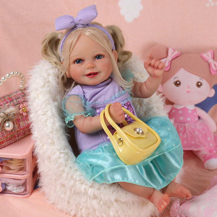 Babeside Doreen 20'' Realistic Reborn Baby Doll Smiling Girl Purple Shiny Dress