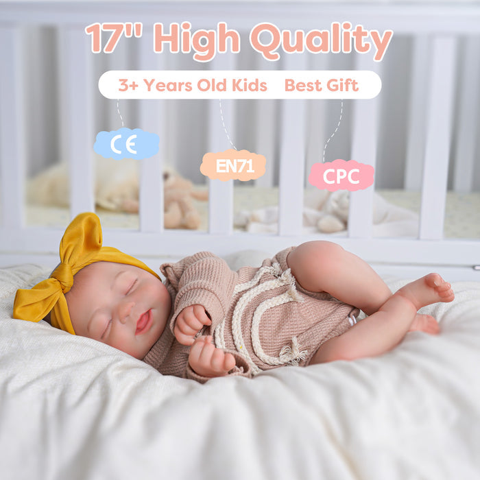 Babeside Eli 17'' Reborn Baby Doll Lifelike Sleeping Girl Lovely And Tender
