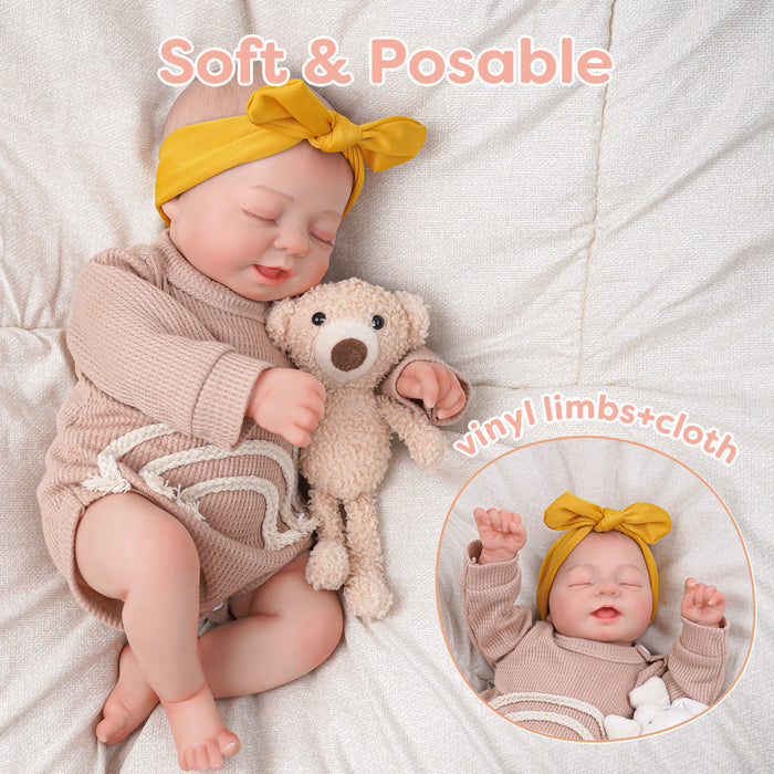 Babeside Eli 17'' Reborn Baby Doll Lifelike Sleeping Girl Lovely And Tender