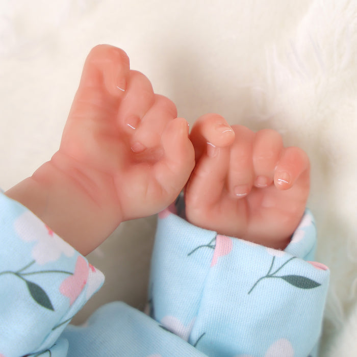 Babeside Fido 17'' Realistic Reborn Baby Doll Blue Eyes Awake Girl with Blue Crawl Suit