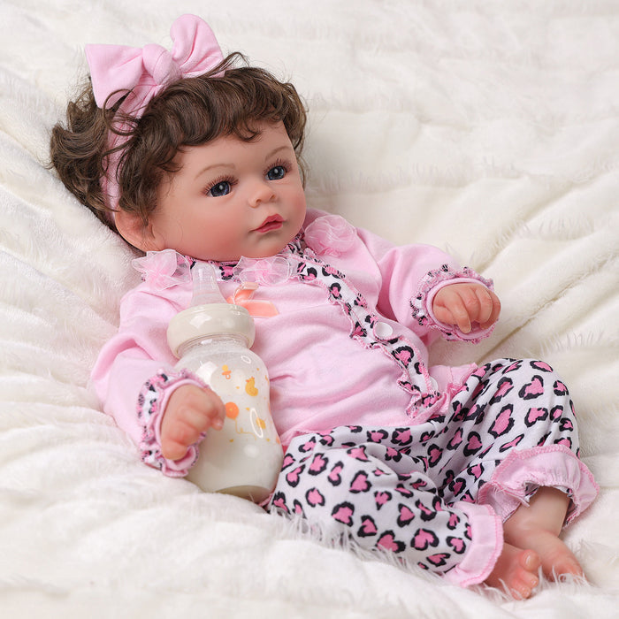 Babeside Jenna 17'' Reborn Baby Doll Brown Eyes Lovely Hearts Girl with Heartbeat Coos and Breath