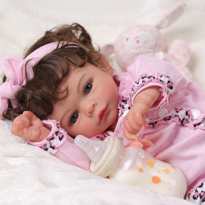 Babeside Jenna 17'' Reborn Baby Doll Brown Eyes Lovely Hearts Girl with Heartbeat Coos and Breath