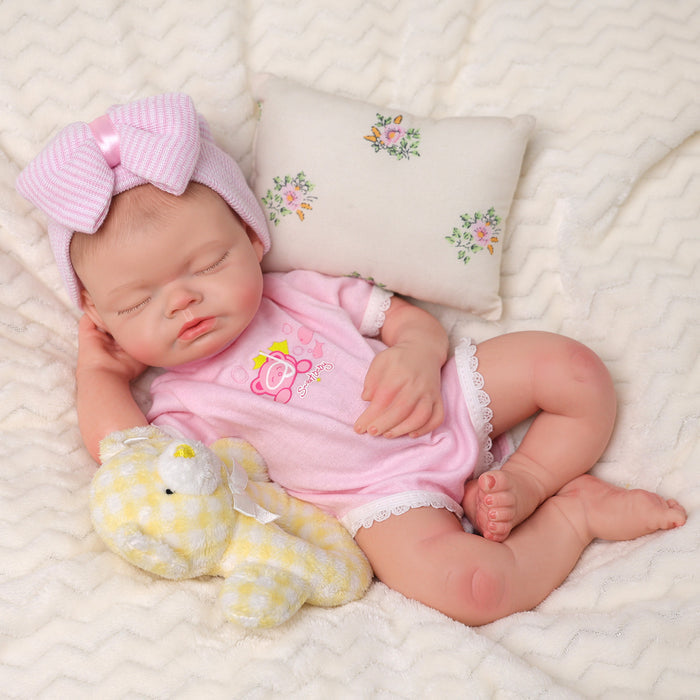 Babeside Julia 16'' Full Silicone Reborn Baby Doll Charming Girl Sweet Asleep Pink