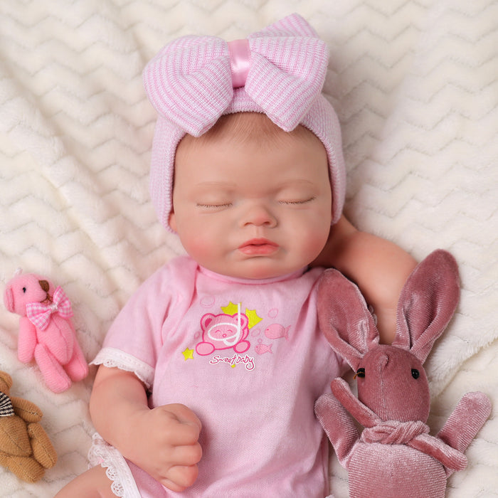 Babeside Julia 16'' Full Silicone Reborn Baby Doll Charming Girl Sweet Asleep Pink