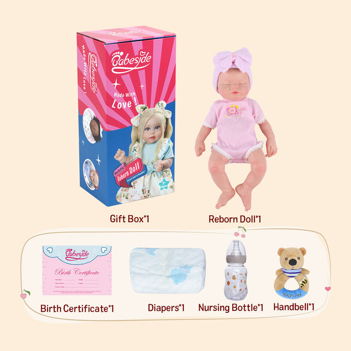 Babeside Julia 16'' Full Silicone Reborn Baby Doll Charming Girl Sweet Asleep Pink