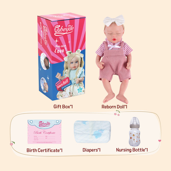 Babeside Kay 12" Full Silicone Reborn Baby Girl Sleeping Lovely Pink Lifelike Sweet (Pre-Order, Ship Date: March 5）