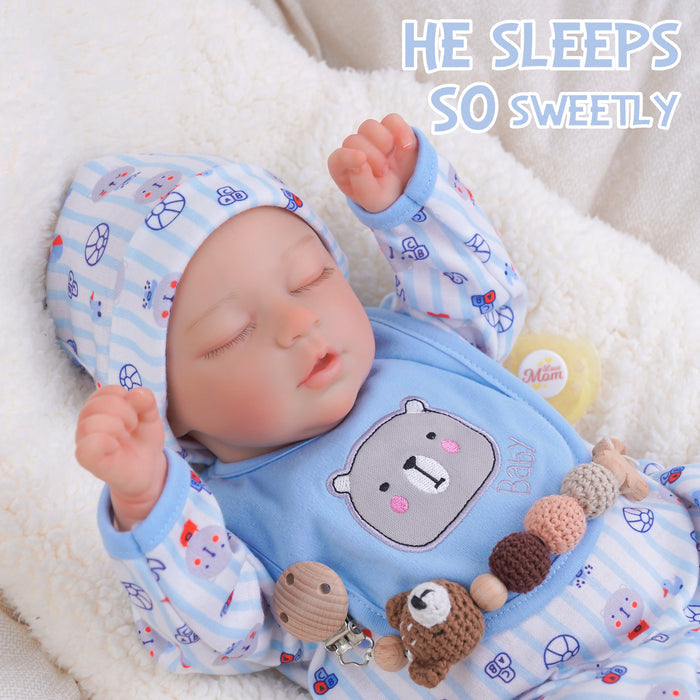 Babeside Kay 17" Realistic Reborn Baby Dolls Infant Lifelike Adorable Boy Blue Bear