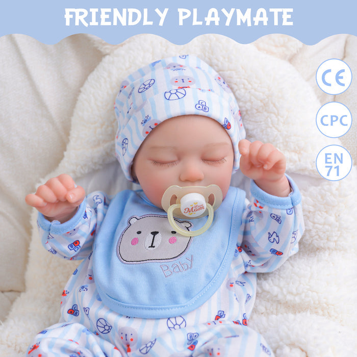 Babeside Kay 17" Realistic Reborn Baby Dolls Infant Lifelike Adorable Boy Blue Bear
