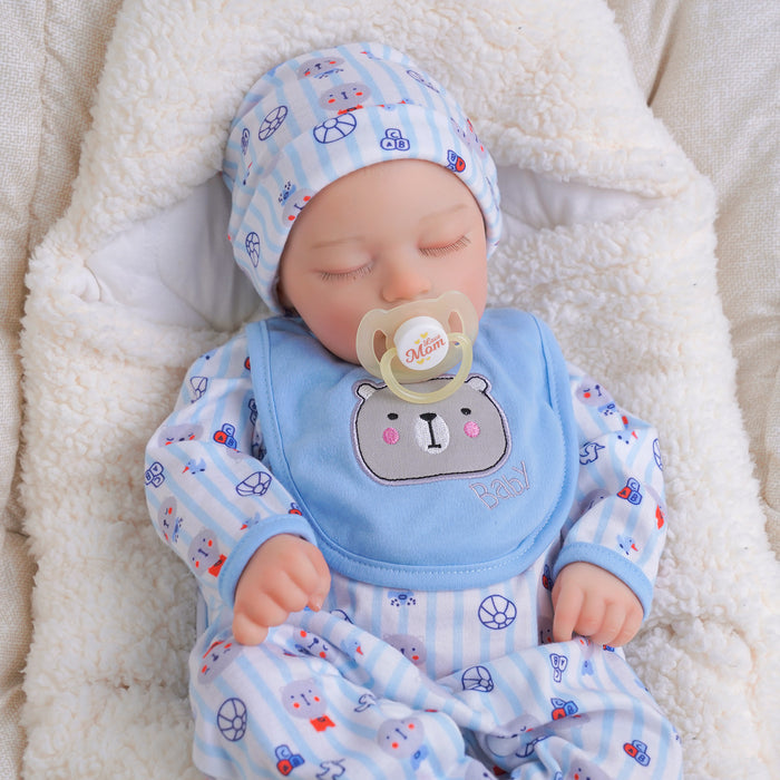 Babeside Kay 17" Realistic Reborn Baby Dolls Infant Lifelike Adorable Boy Blue Bear