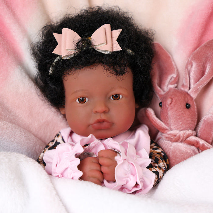 Babeside Laney 12'' Full Silicone Realistic Reborn Baby Doll African American Lovely Girl Awake