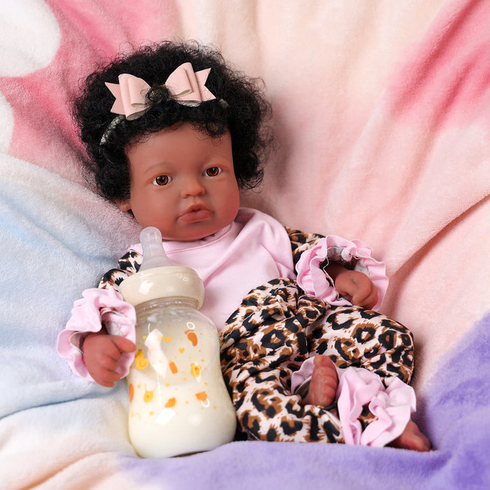 Babeside Laney 12'' Full Silicone Realistic Reborn Baby Doll African American Lovely Girl Awake