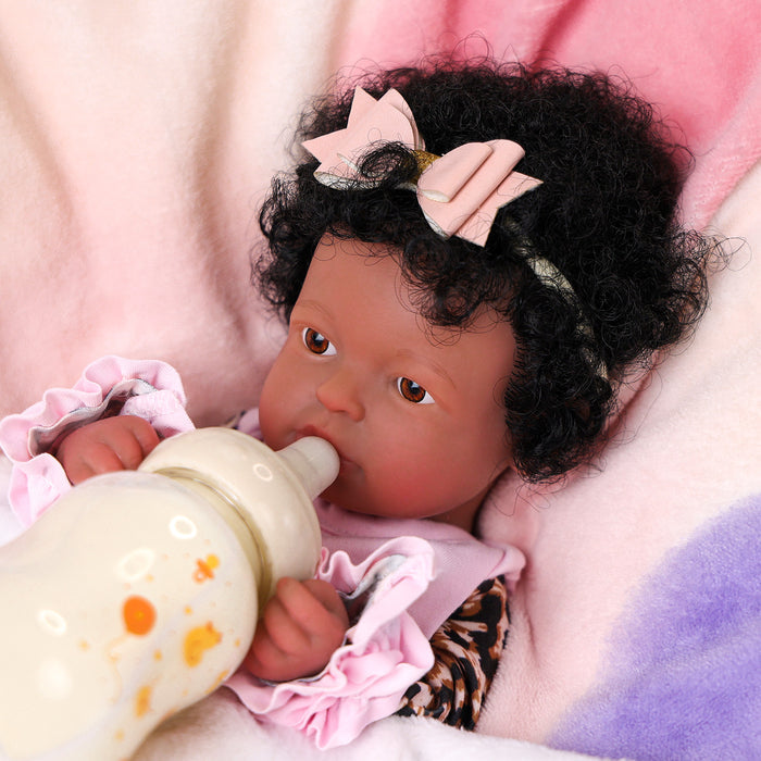 Babeside Laney 12'' Full Silicone Realistic Reborn Baby Doll African American Lovely Girl Awake